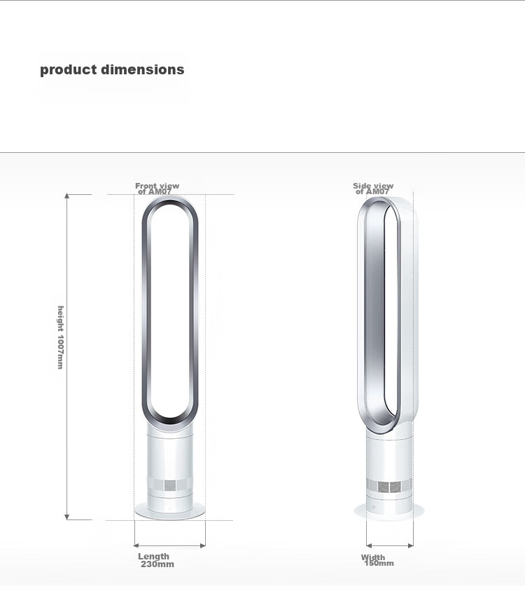 DYSON AM07 Bladeless Fan, Floor Fan, Powerful And Stable Air Flow, Imported Air Circulation Fan, Silver White 12