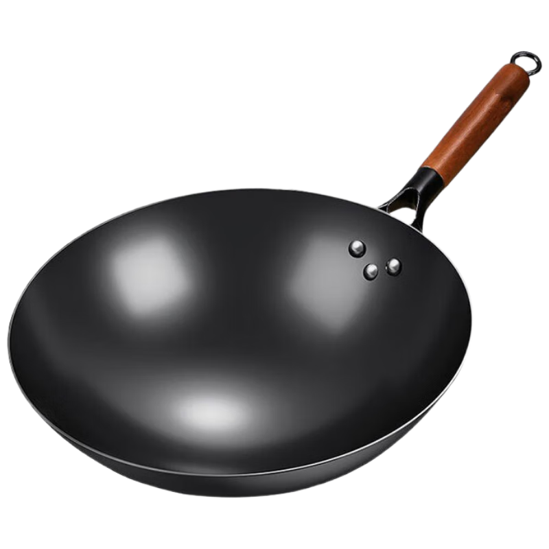 Gesidun Zhangqiu Iron Wok, Authentic Non-Coated Non-Stick Pan, Traditional Black Pot, 32cm [Kitchen Essential]