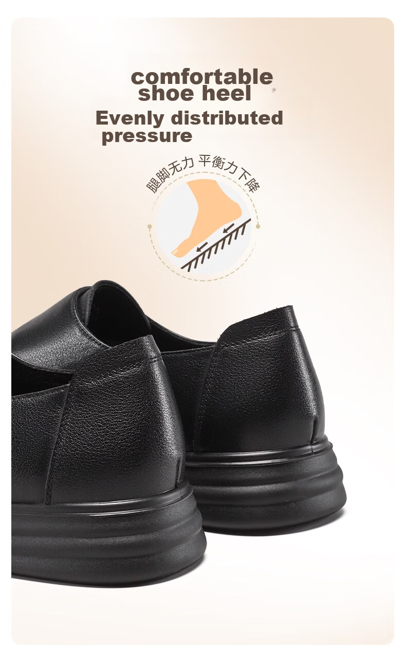 Eierkang Middle-aged and Elderly Women's Soft Sole Leather Shoes 16882W Off-white Size 39 19