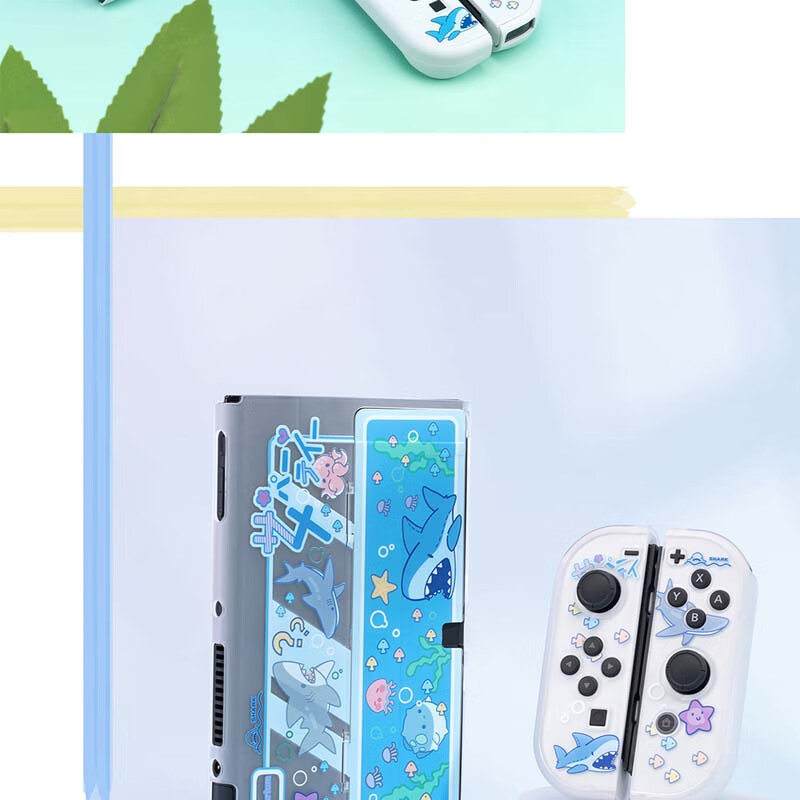 Jixiang Swtich OLED Protective Case, Game Console Cover, Moon Landing Plan Detachable Transparent Shockproof Hard Shell, Handheld Case with Direct Plug-In Base, Switch Protective Case 37