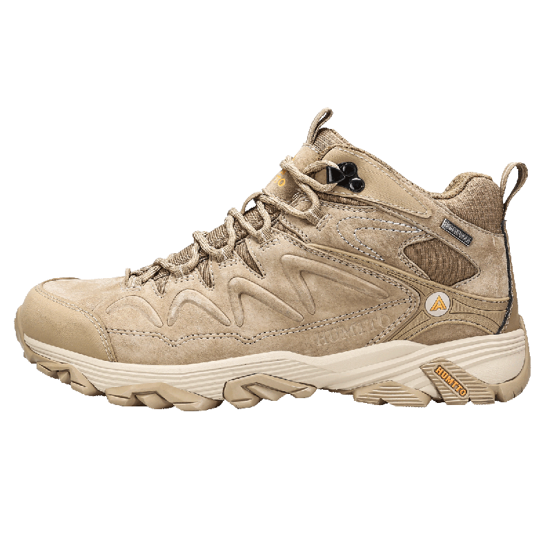 HUMTTO New Hiking Shoes, Comfortable Shock-Absorbing Outdoor Trekking Shoes, Non-Slip Wear-Resistant Men's Cross-Country Climbing Shoes, Sand Color, Size 42