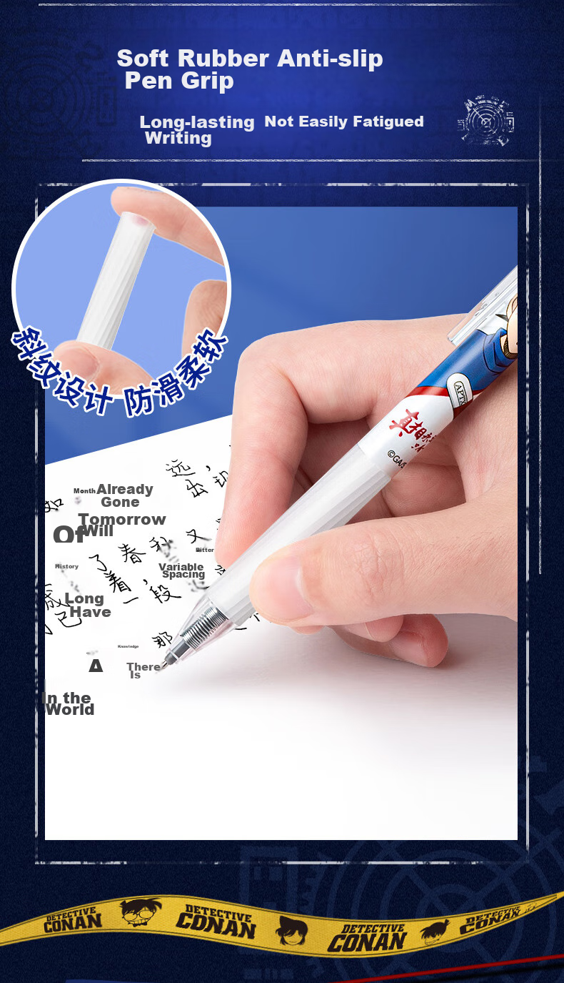 AIHAO [Back to School Essential] Detective Conan Co-Branded Elementary School Student Retractable Erasable Pen, ST Tip 0.5mm, Erasable Gel Ink Pen, Hot Erasable Pen, Crystal Blue, D2222 10