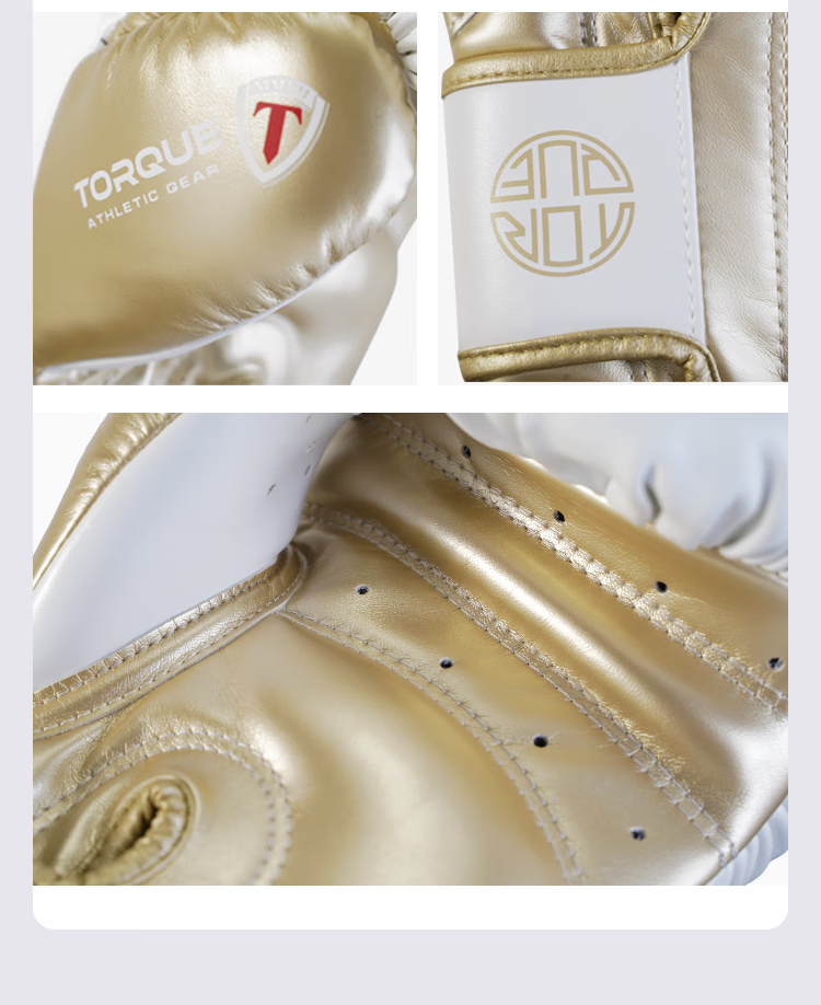 TORQUE Octagonal Cage Same Model, Competitor Boxing Gloves, Muay Thai Gloves, Adult White Gold, 12oz 6