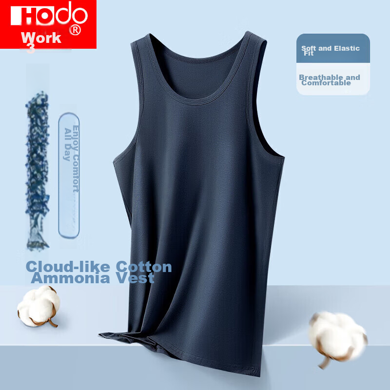 Hodo Men's Plain Cotton Vest, Sleeveless Undershirt, Round Neck Breathable Sports Tank Top