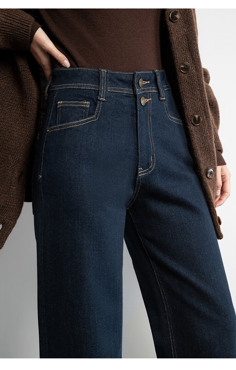 Dme Autumn And Winter New Style High-Waisted Slimming Straight-Leg Cropped Jeans for Women, Khaki Blue, Size 26 6