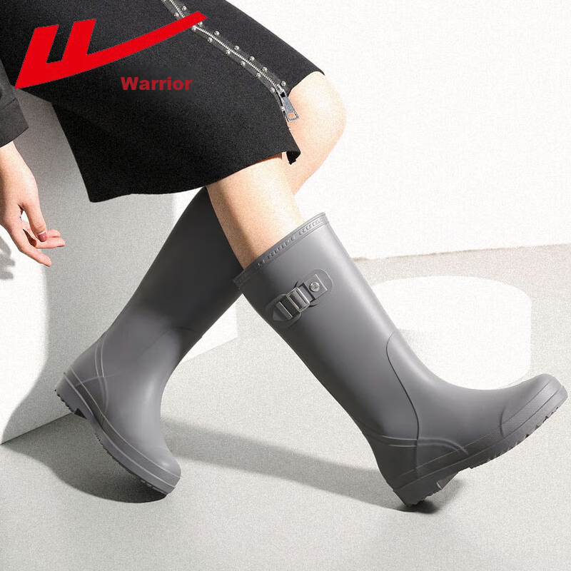 Warrior Rain Boots for Women, Fashionable Adult Tall Rain Boots, Waterproof Shoes, Rubber Shoes, Overshoes, Water Boots HLB73 Gray 39