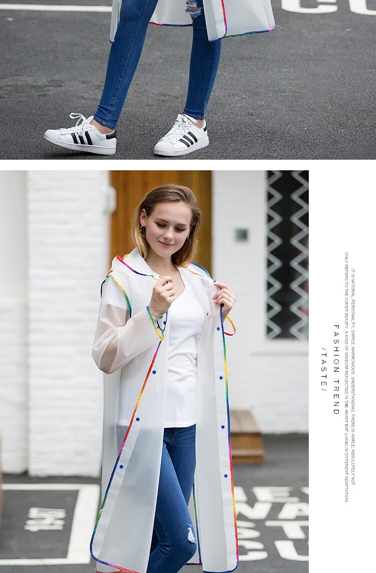 Etravel Non-Disposable Raincoat Stylish Slim Fit Unisex Long Thick Walking Hiking Rain Poncho Men's One Size 2