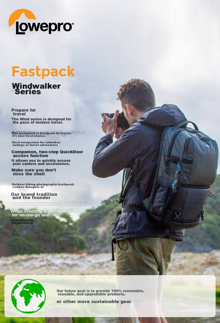 LOWEPRO Leshebao Camera Bag, Fastpack BP 250AW III Fengxingzhe, Professional DSLR And Mirrorless Outdoor Travel Rainproof Backpack Photography Bag, Black, LP37333-PWW 1