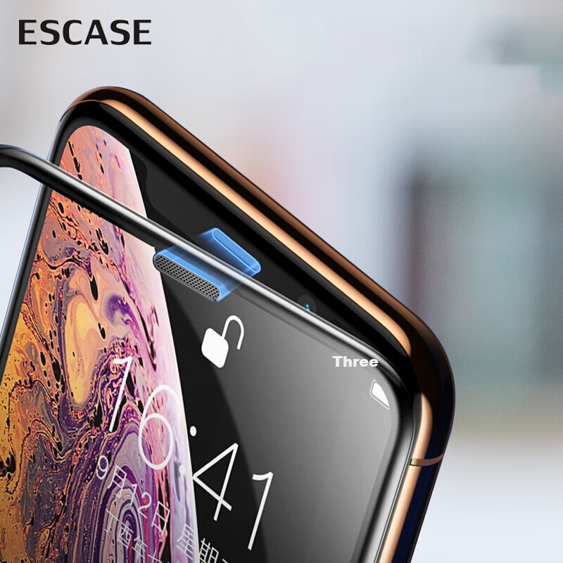 ESCASE IPhone 11 Pro Max/XS Max Tempered Glass Screen Protector with Anti-Dust Mesh, HD Full Coverage Glass Front Film for IPhone 11 Pro Max/XS Max