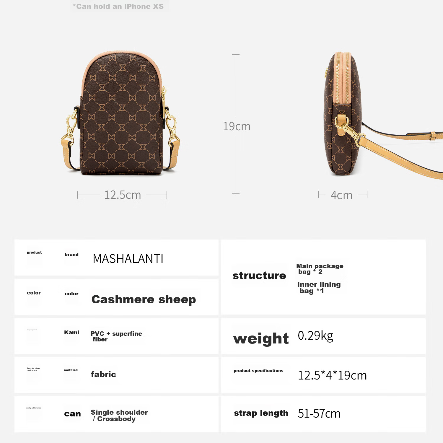 MashaLanti Women's Handbag, Luxury Phone Bag, Mini High-End Shoulder Crossbody Bag for Ladies, Mother's Day Gift on May 20th 28
