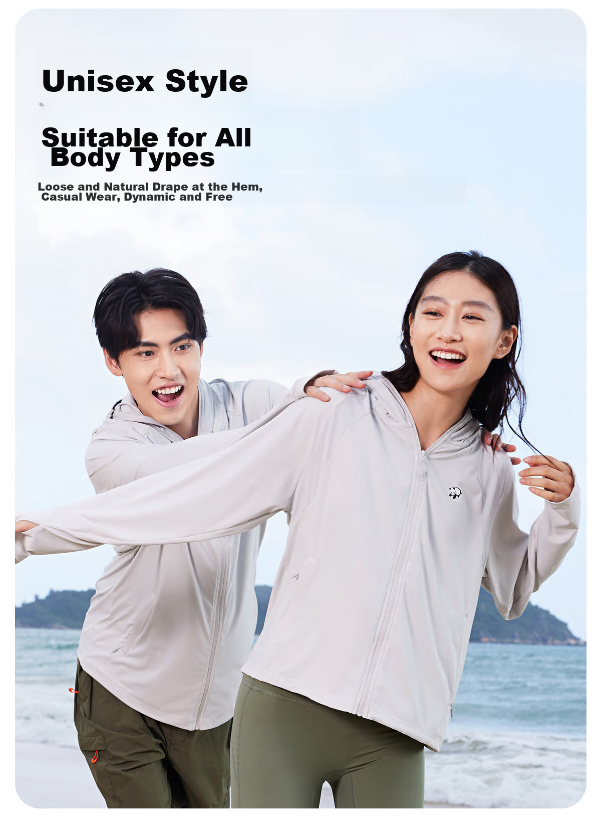 CAMEL [Panda Collaboration], Cool White Outdoor Sun Protection Clothing for Men And Women, UV-Resistant Ice-Cool Sun Protection Garment 15