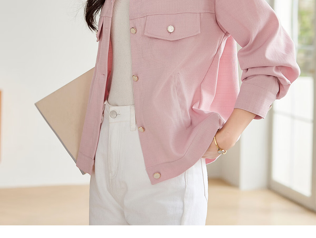 Taxiang Women's Short Jacket, Spring And Autumn Thin Style Cardigan Top, Solid Color Lapel, Commuter Women's Casual Coat T141F3861 18