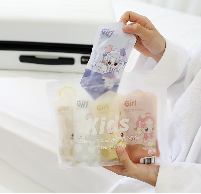 HINCLOUD Xin Yun 5-Pack Children's Disposable Underwear, Boyshorts for Girls, Pure Cotton, Sterile, Portable, No-Wash, Girls' Size M 1