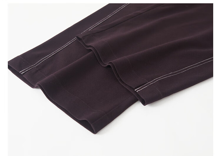 Dme Lazy Stylish Winter Thick Smooth Slanted Pattern Long Pants with Elastic Waist for Slimming Women's Casual Trousers, Purple, L 20