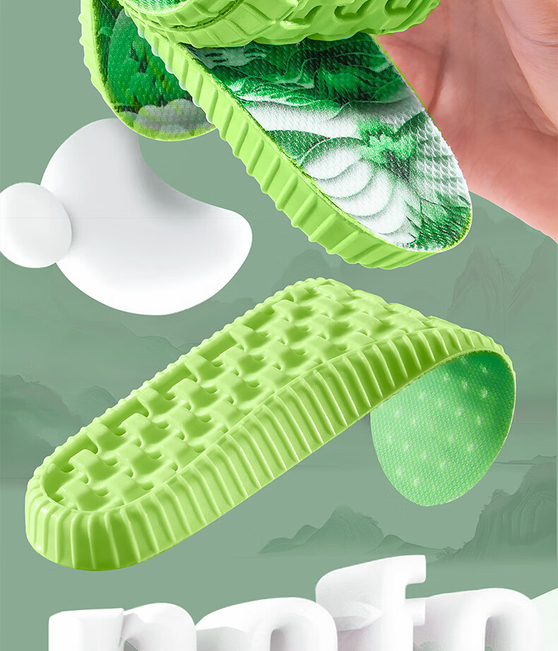 Warrior (Warrior) 2-Pair Sports Insoles for Men, Shock-Absorbing, Soft, Odor-Resistant, Breathable, Sweat-Absorbing, Military Training 6081 Green 35-36 3
