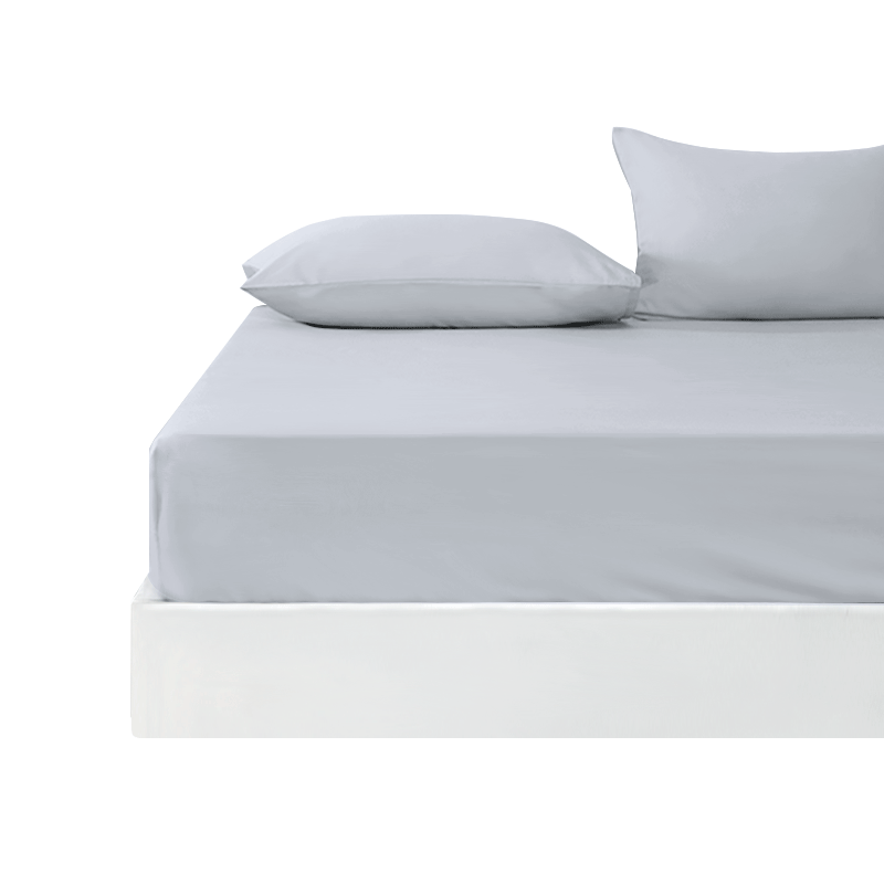 One's Member (Yi De Ceng) Pure Cotton Linen-Like Fitted Sheet, Sunlight Gray, for 1.8m Bed, 180*200+30cm