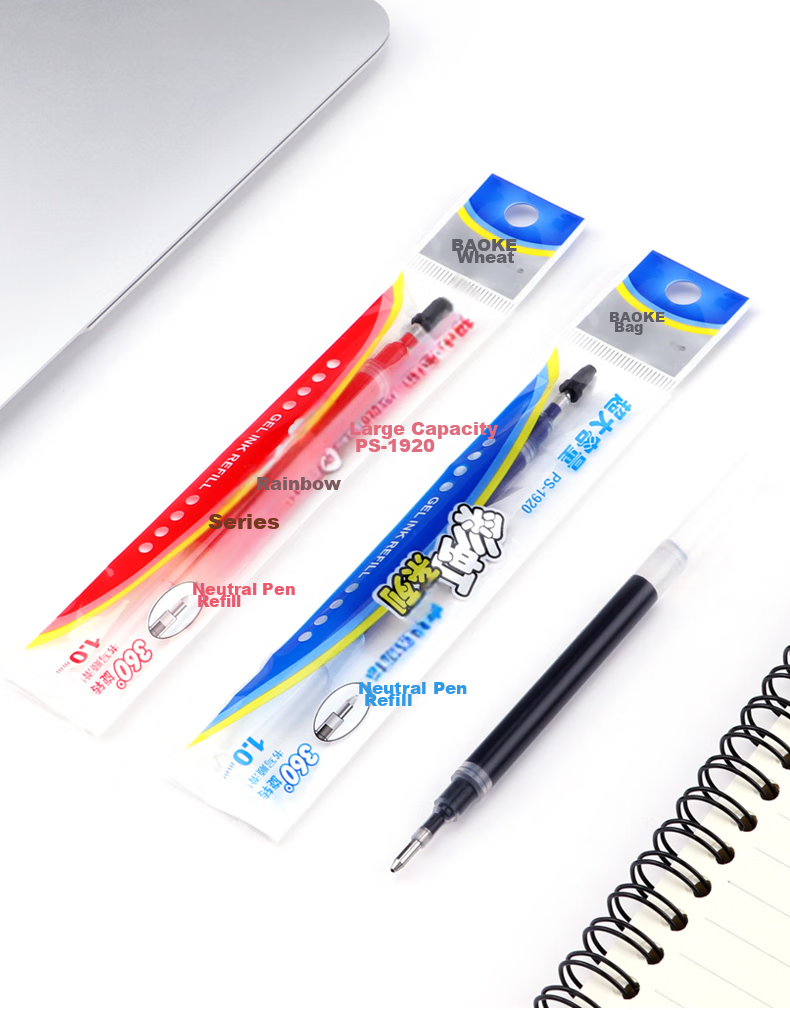 BAOKE PS1920 1.0mm Large Capacity Gel Pen Refills Bullet Tip Water-Based Pen Signature Pen Refills Blue 12 Pieces/Box 4