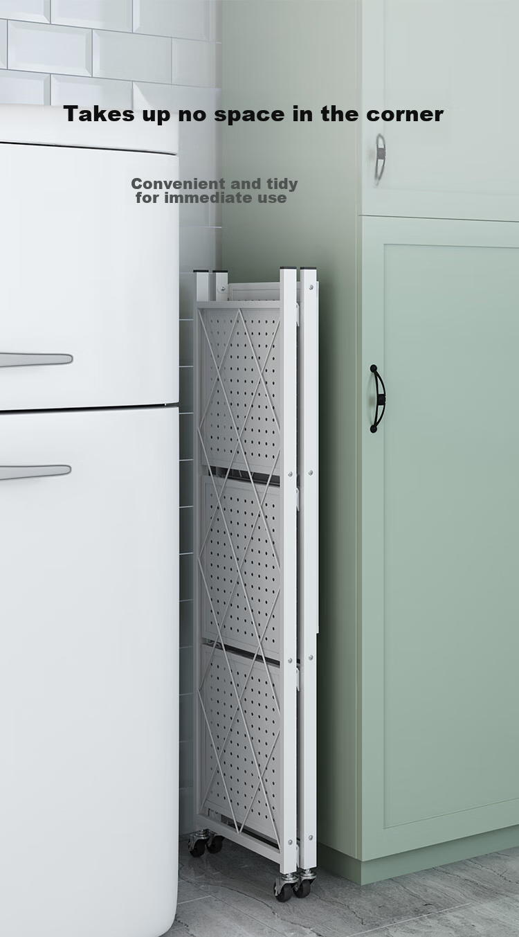 Shunyou Kitchen Storage Rack, Floor-Standing Organizer, Bathroom Movable Shelf, No Installation Required, Storage Rack, White, SY-040 2