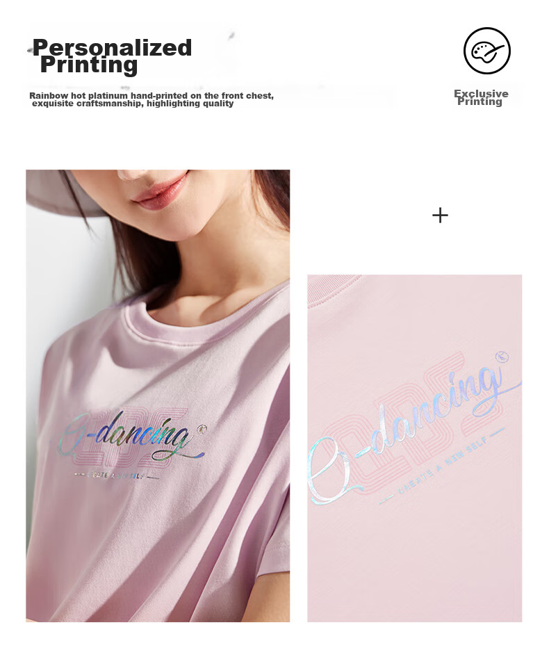 QIAODAN Women's Short-Sleeve T-Shirt, Breathable Summer Round Neck Cotton Sports Casual Tee Top for Wome 6