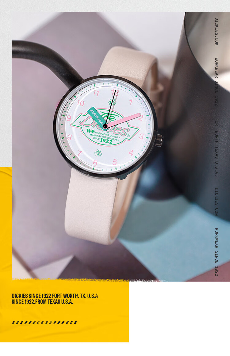 Dickies Student Watch, Exam Watch, Fashionable And Simple, Waterproof Leather Strap Quartz Watch, Birthday Gift for Girls, CL-522L1 3