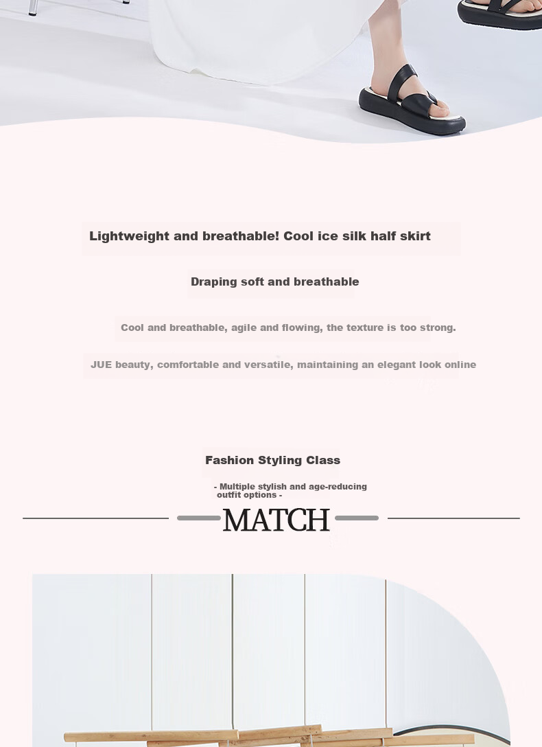 BOPRUIEY Ice Silk Midi Skirt for Women, Summer 2026 Latest Thin Elastic A-Line Draping Wide Hem Umbrella Skirt 2