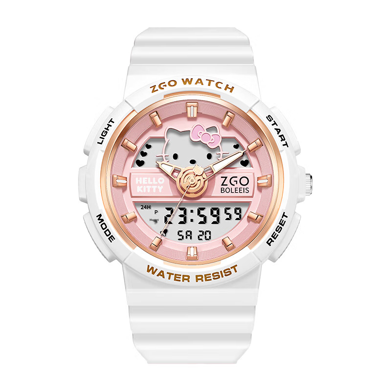Hello Kitty Student Watch for Female Middle And High School Students, Dual Display Sports Digital Watch with Waterproof Luminous Function, Children's Watch Sanrio