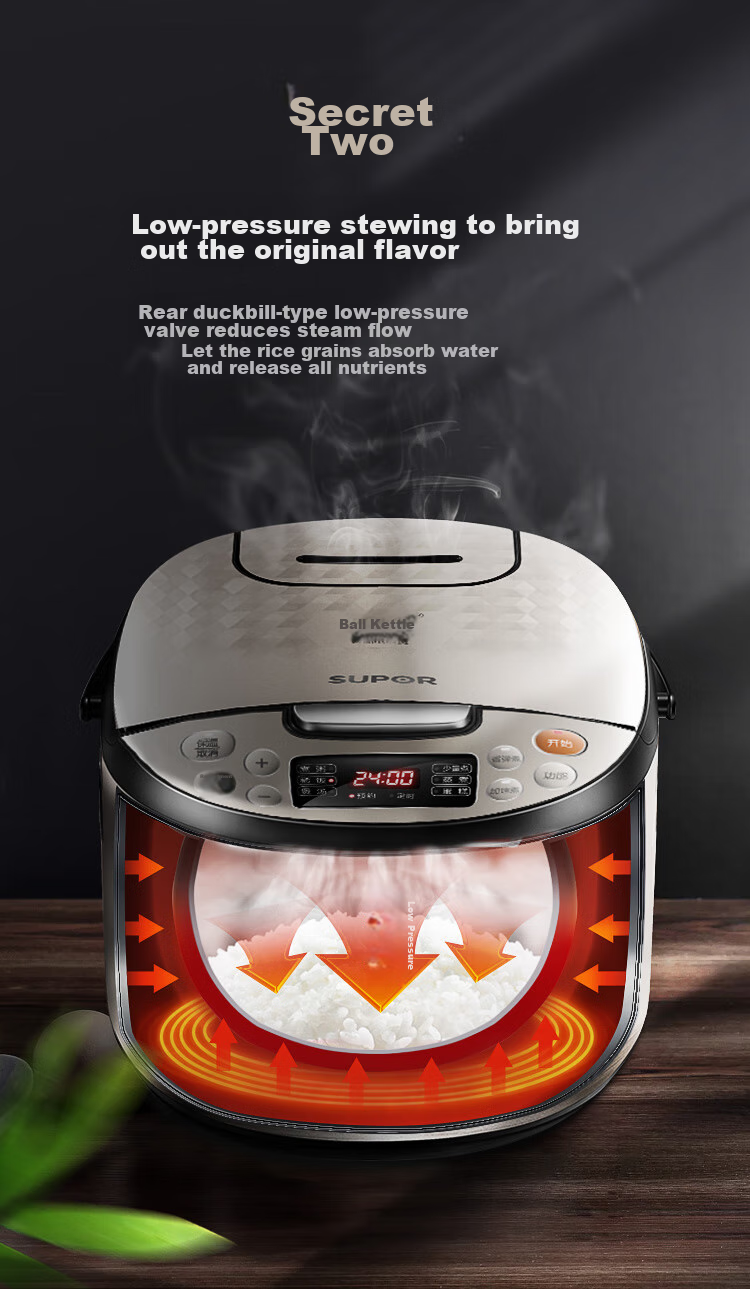 SUPOR ZMD Assured Series Smart Rice Cooker, 5L Capacity, Spherical Inner Pot, Multifunctional Intelligent Reservation for 3-8 People, Micro-Pressure, Champagne Gold Color, CXFB50FC59-75 14