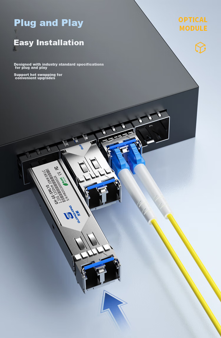 Guanghang Gigabit Optical Module SFP Optical Module 1.25G Single-Mode Optical Module Single-Mode Single-Fiber 1310nm/1550nm, 3KM, LC Interface One Pair GH-GE 5