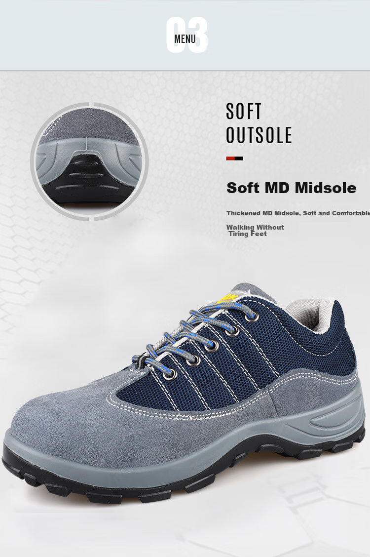 Zhugu Anti-Smashing Safety Shoes for Men, Summer Breathable Puncture-Resistant Odor-Proof Non-Slip Heat-Resistant Wear-Resistant Protective Construction Site Work Shoes Safety Shoes [Lightweight Breathable] Blue Size 42 5