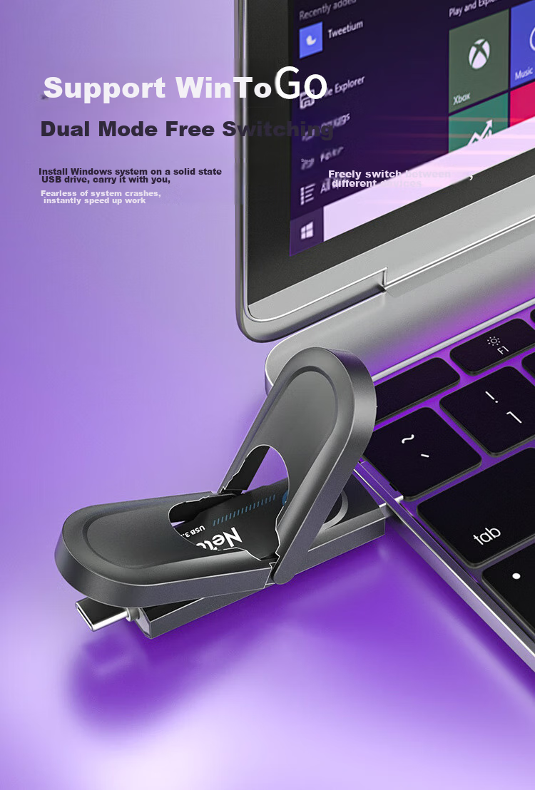 Netac 512GB USB3.2 Solid State Flash Drive US9 Type-C Dual Interface USB Drive Read Speed 1000MB/s Computer Portable Hard Drive System Flash Drive Speed Boost 13
