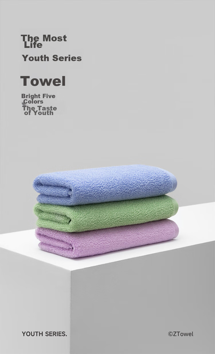 A-Life Cotton Towels, Soft And Gentle, 3-Pack, Xinjiang Long-Staple Cotton Grade A, Absorbent Face Towels for Home Use, Unisex, White/blue/orange 2