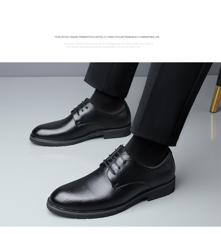 BEIOUTU Fleece-Lined Warm Leather Dress Shoes Fashion Lace-Up Business Casual Low-Top Cotton Shoes for Men 17818 Black Size 44 3