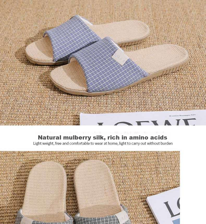 Huili Linen Slippers, All-Season Couple's Indoor/outdoor Floor Slippers, Sweat-Absorbing Cotton And Linen Sandals, HL0153 Blue Size 44-45 11