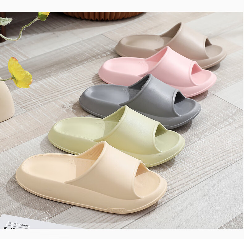 GUOLUOFEI Squishy Slippers for Men And Women, Summer Home Couple Bathroom Shower Outdoor Thick-Soled Sandals, White, Size 38-39 6