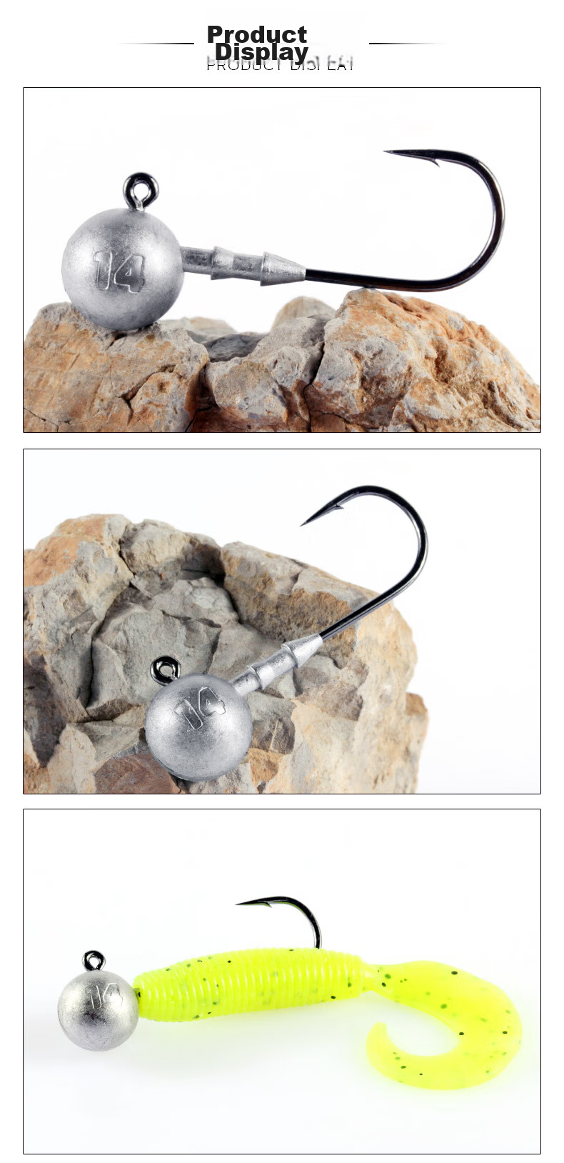 BKK Triple Reinforced Lead Head Hook Lure Soft Bait Hook Curved Shank Hook Anti-Snagging Bottom Hook for Bass And Mandarin Fish Fishing 5