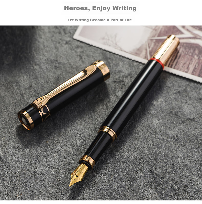 HERO Fountain Pen Gift Box, Shaohua Series, High-Quality Adult Calligraphy Business Signature Pen for Men And Students, Birthday Gift for Boys, Three-In Gold 10K 10
