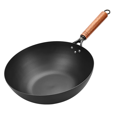 Jincun Iron Wok, Uncoated, for Home Cooking, Authentic Flat-Bottom Cast Iron Pan, Compatible with Induction Cooker And Gas Stove