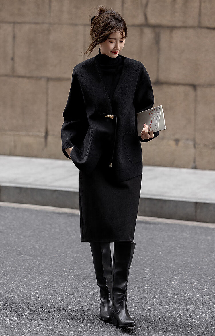 Dme [Moyu Yunjian] Winter New Chinese Style Toggle Button Lanyard Relaxed A-Line Versatile Women's Coat 5