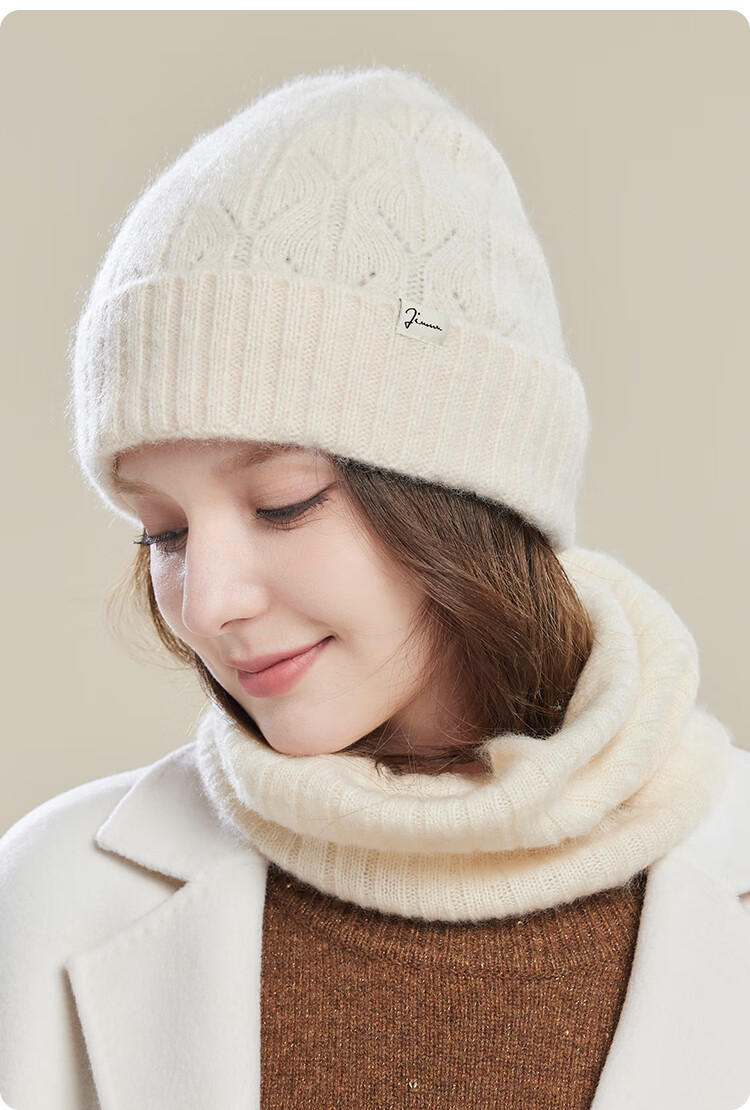 JIUMU Cashmere Warm Knit Hat, Autumn And Winter Woolen Cap, Cold Hat, Winter Hat, Outdoor Ear Protection Cold Cap for Women in Winter 13