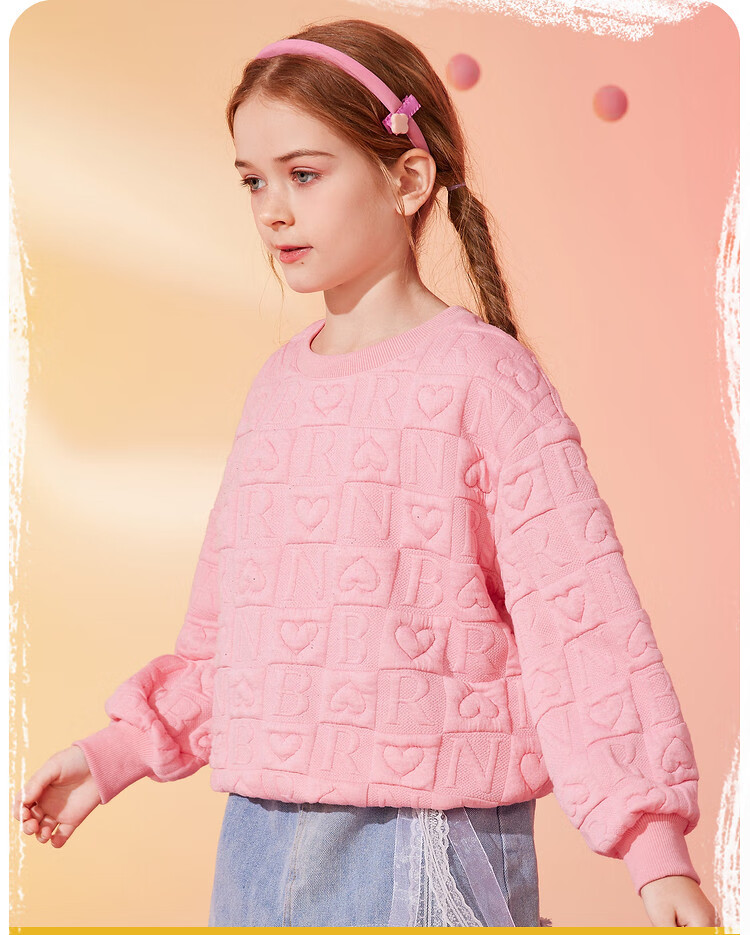 ASK JUNIOR Children's Clothing, Girls' Sweatshirt, Autumn Wear for Older Kids, Casual Fashion Printed Pullover Top, Pink, Size 160 4