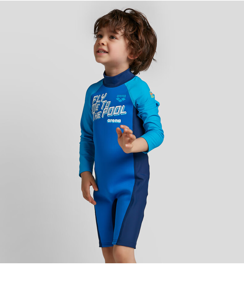 Arena Children's Long-Sleeve Swimsuit with Shorts, One-Piece Swimwear for Older Kids, Sun Protection, Chlorine-Resistant, Quick-Drying, Professional Training, Vacation, Hot Springs 6