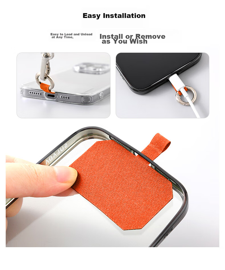 Dipuer Phone Strap Neck Strap Crossbody Adjustable Retractable Anti-Loss Universal Phone Case Durable Long Style Bright Orange [Ring Holder + Clip] 9