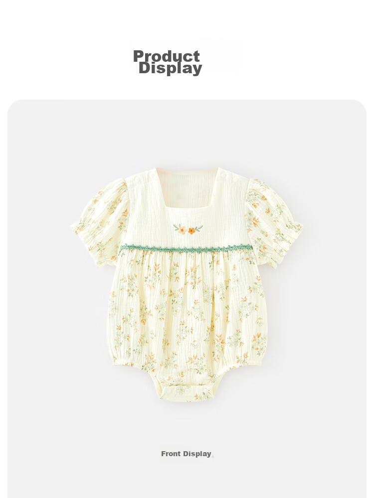 Wismorni Baby Girl Short-Sleeve Bodysuit, Summer Thin Style, Infant Cute Clothing, Romper, Summer Outfit 13