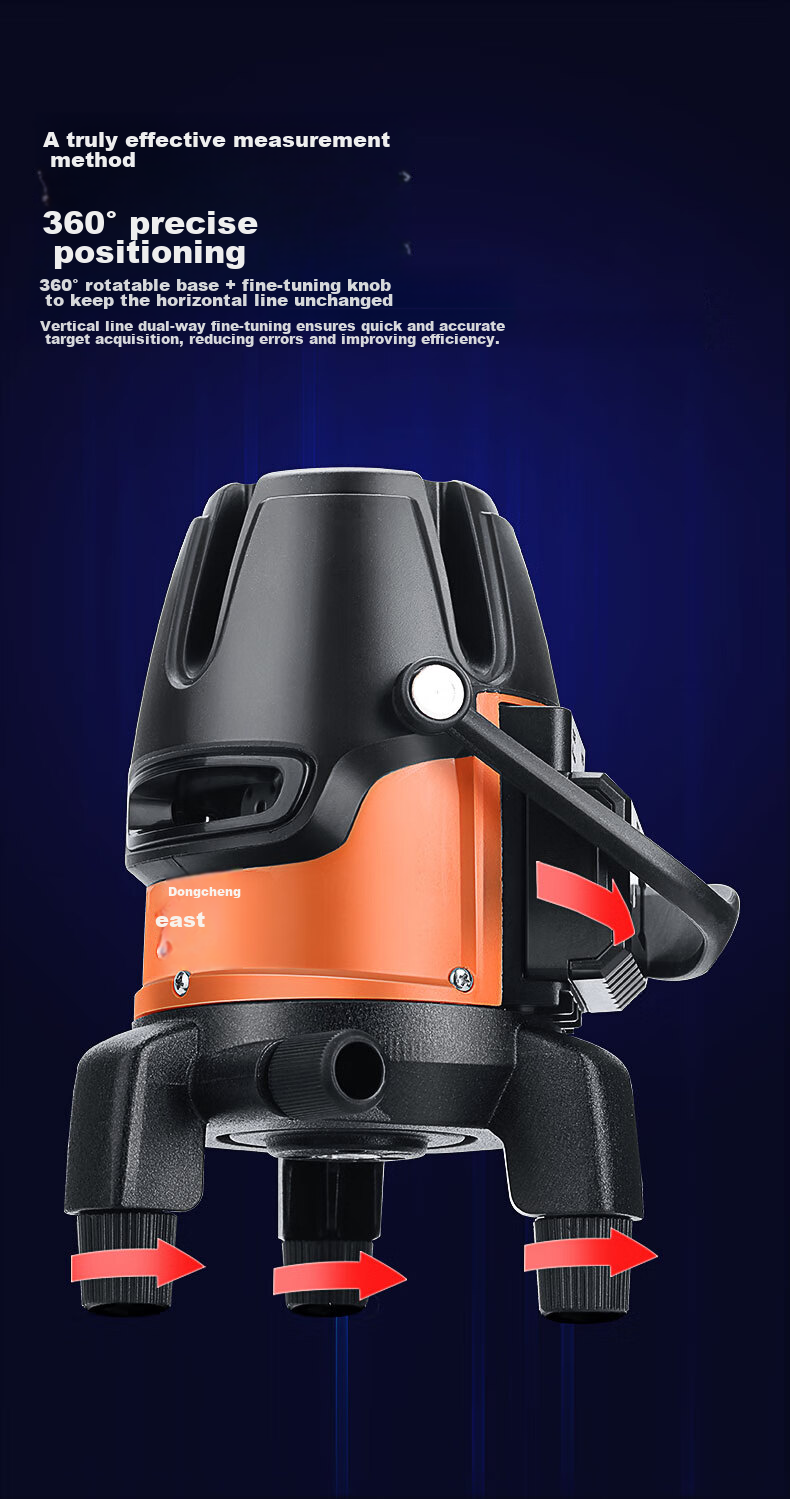 Dongcheng Three-Line Level DTX4V-0721E Green Laser Level High-Precision Strong Light Auto Leveling Infrared 4