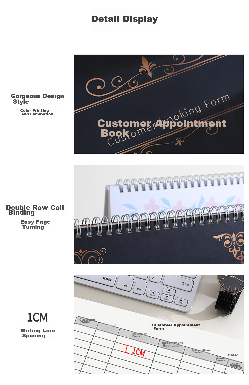 Jiaranheng A4 Customer Appointment Registration Book, Universal Beauty Salon Client Information Registration Form, Real-Name Registration Book for Hairdressing Salons, Nail Salons, Eyelash Salons, Customizable Guest Book for Visitors, Lake Blue Color 6