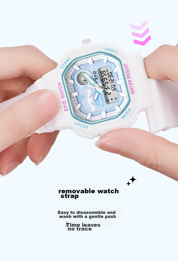 ZGO x Sanrio Student Watch for Girls, Electronic Sports Wristwatch for Middle and High School Students, High-Value Design, 810 Pudding Dog 9