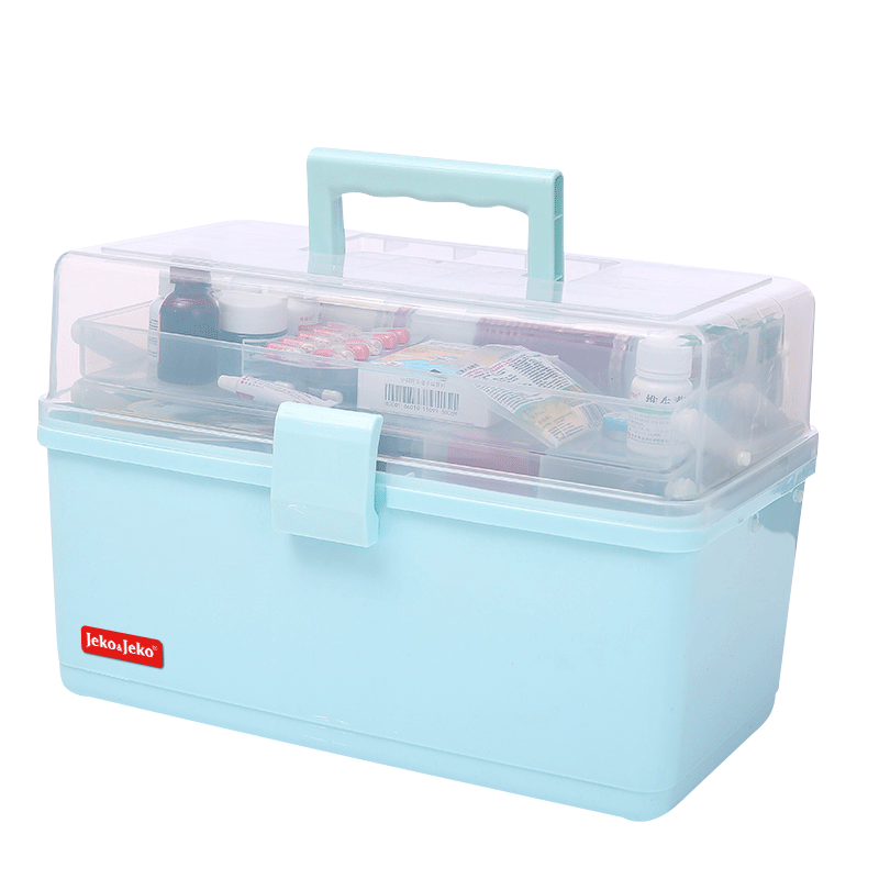 JEKO&JEKO Medicine Storage Box, Home Medical Cabinet, Pill Organizer, Family Medicine Box, Large Blue