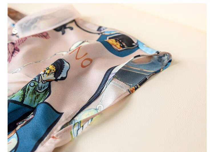 Dme [Abstract Printed And Dyed Blouse], Summer Turndown Collar Pocket Patchwork Organdy Shirt, Women's Top 18