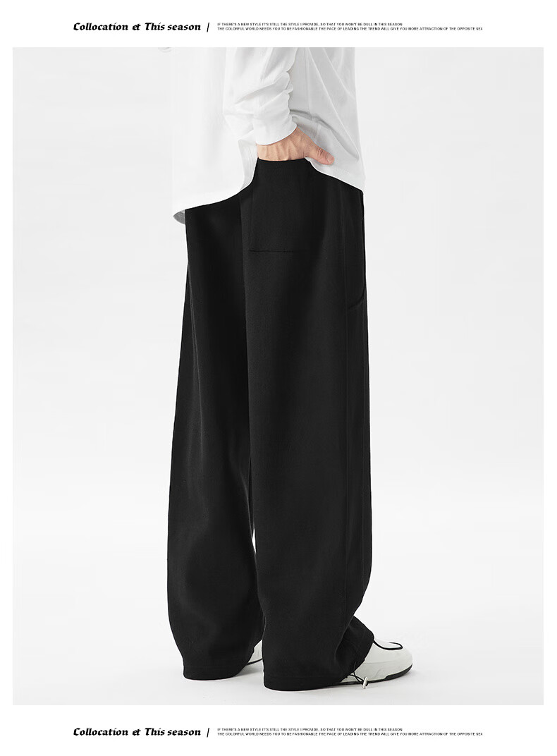 Dingfengbaoluo American-Style Trendy Casual Pants for Men, Spring And Summer Comfortable Straight-Leg Wide-Leg Trousers, Loose-Fit Sweatpants DFK17 Dark Gray M 10