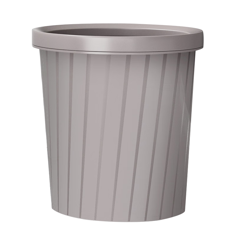 Baijiahaoshi Pressed Ring Trash Can without Lid, 12L Round, Khaki, for Living Room, Kitchen, Bedroom, Bathroom, Toilet, Office, Waste Sorting Wastebasket